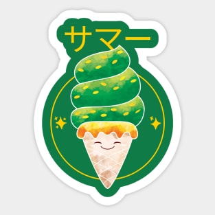 Green Tea Matcha Kawaii Ice cream Sticker